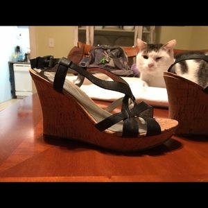 Guess cork wedge strappy sandals